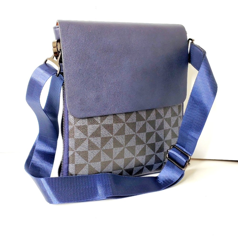 Classic Fashion Men's Blue Messenger Expandable Crossbody Shoulder Bag - Picture 1 of 14